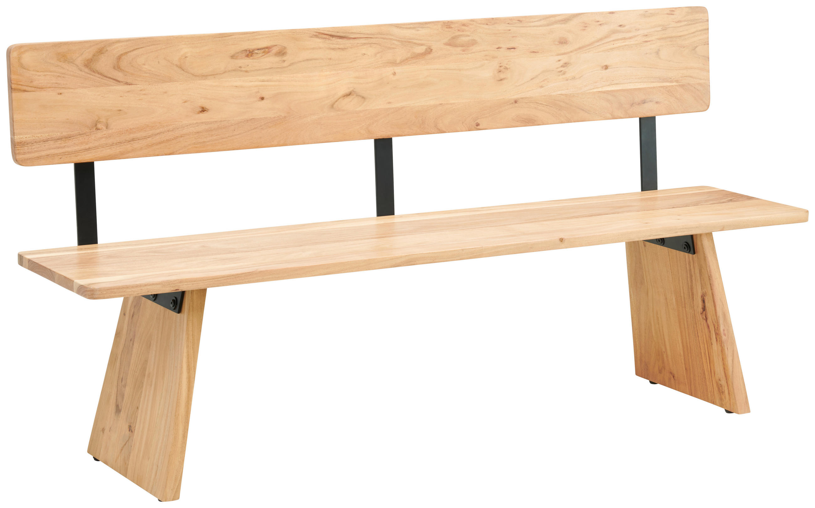 SITZBANK 175/85/40 cm Schwarz, Akaziefarben Akazie vollmassiv  - Schwarz/Akaziefarben, MODERN, Holz/Metall (175/85/40cm) - MID.YOU
