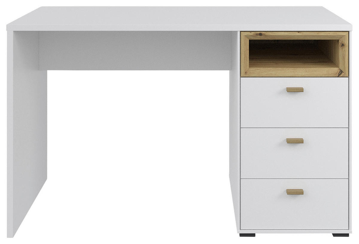 SCHREIBTISCH 120/70/74 cm  in Eiche Artisan, Weiß  - Eichefarben/Eiche Artisan, KONVENTIONELL, Holz/Holzwerkstoff (120/70/74cm) - Hom`in