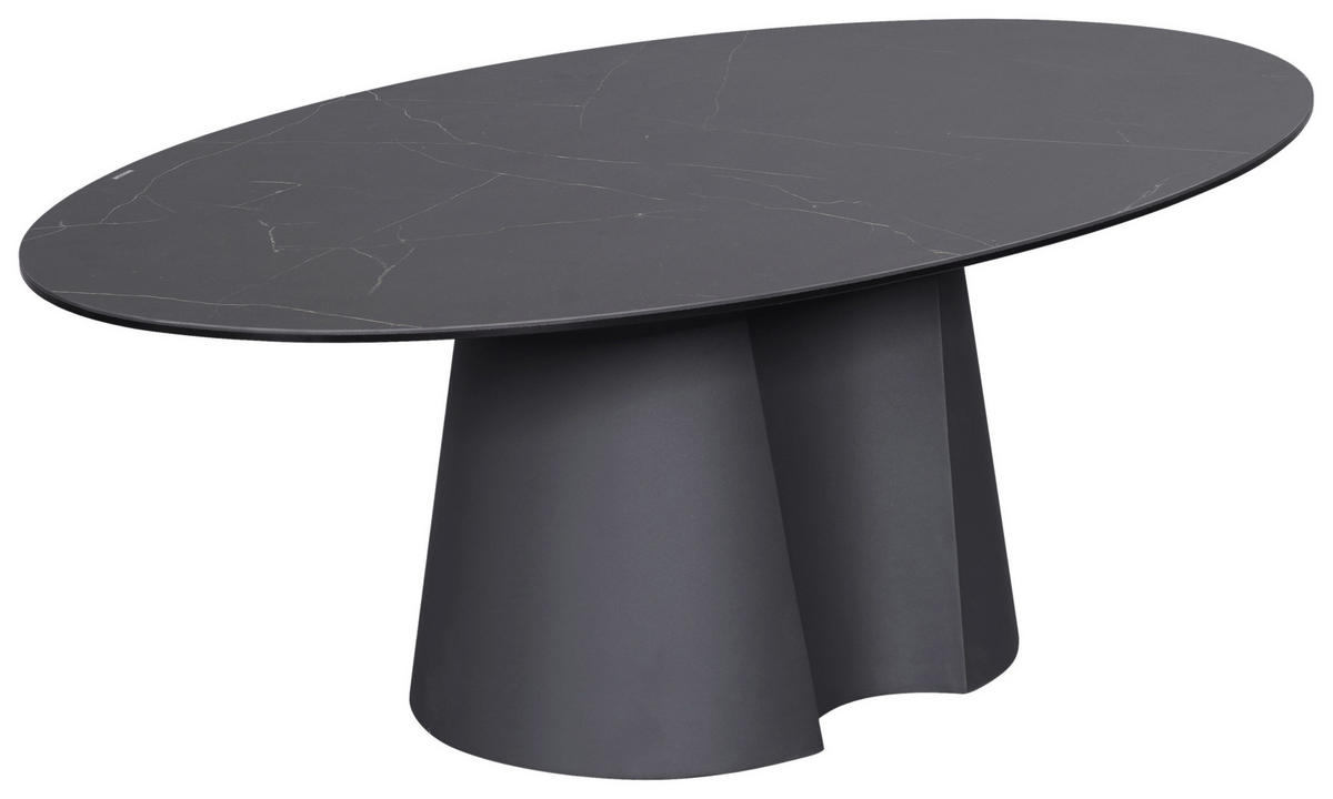 COUCHTISCH ESG 120/70/42 cm oval Anthrazit, Schwarz  - Anthrazit/Schwarz, Design, Glas/Keramik (120/70/42cm) - Novel