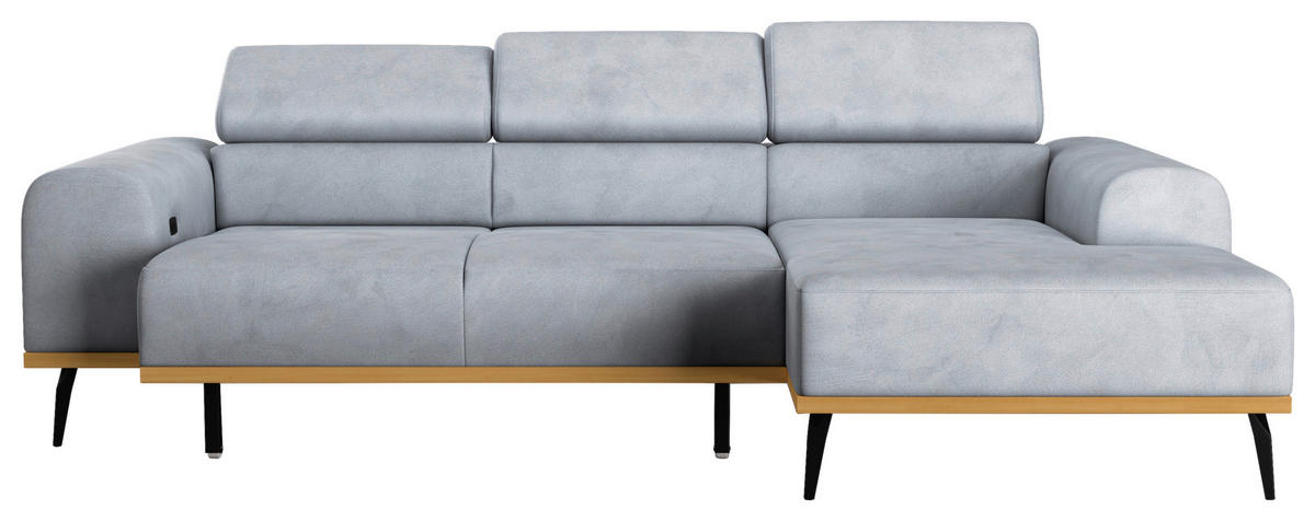 ECKSOFA Hellgrau Mikrofaser  - Hellgrau/Schwarz, KONVENTIONELL, Textil/Metall (244/157cm) - Cotta
