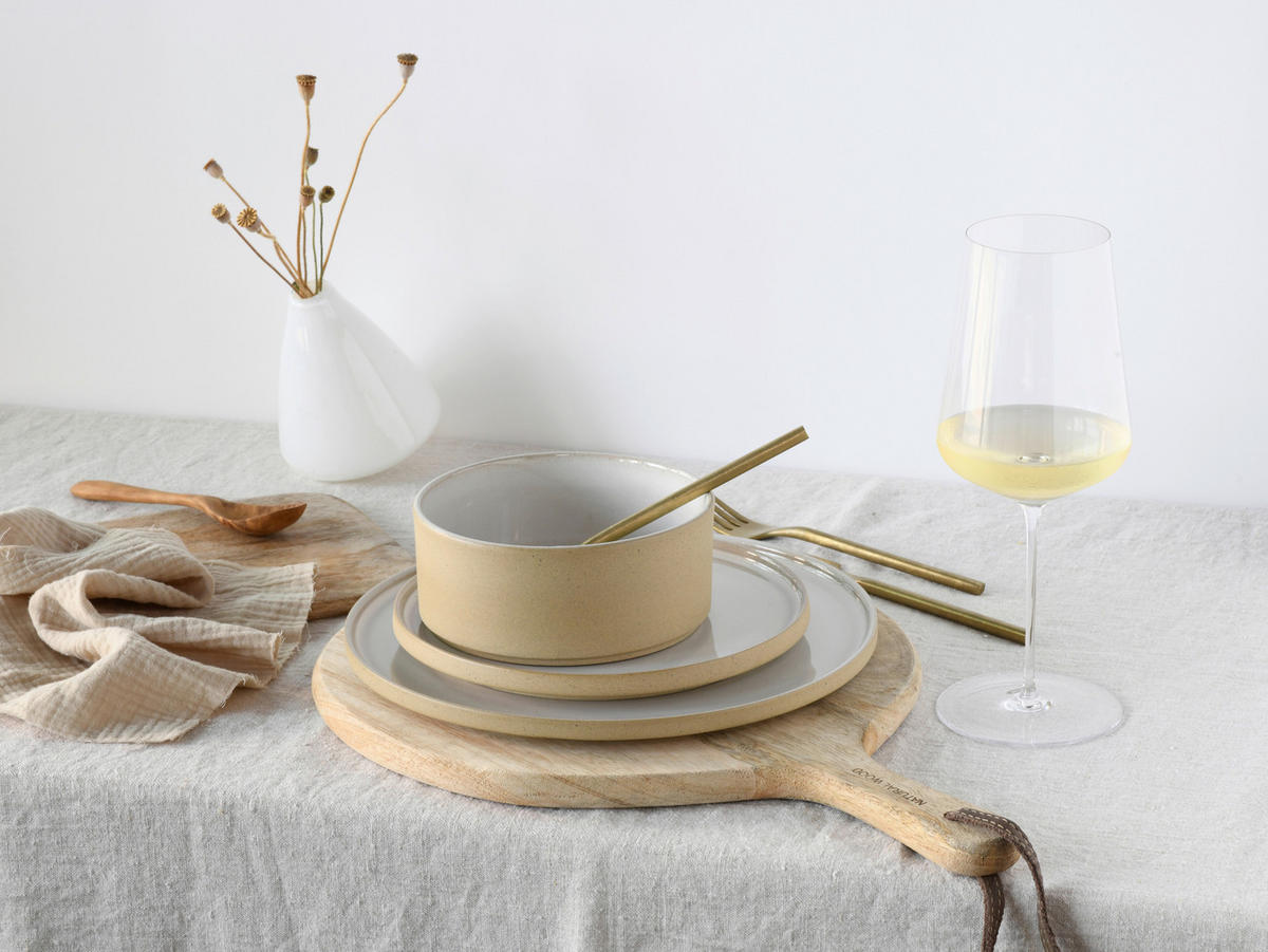 JÍDELNÍ SOUPRAVA, kamenina - bílá/pískové barvy, Trend, keramika - Creatable