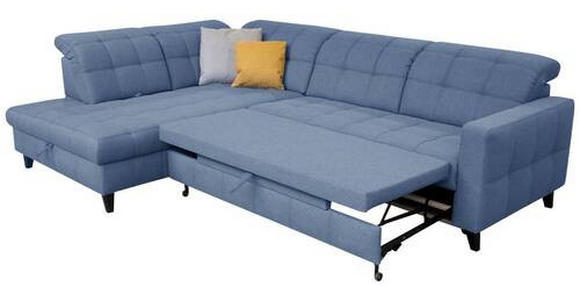 ECKSOFA in Webstoff Blau 216/297 cm - Blau/Schwarz, Design, Holz/Textil (216/297cm) - Xora
