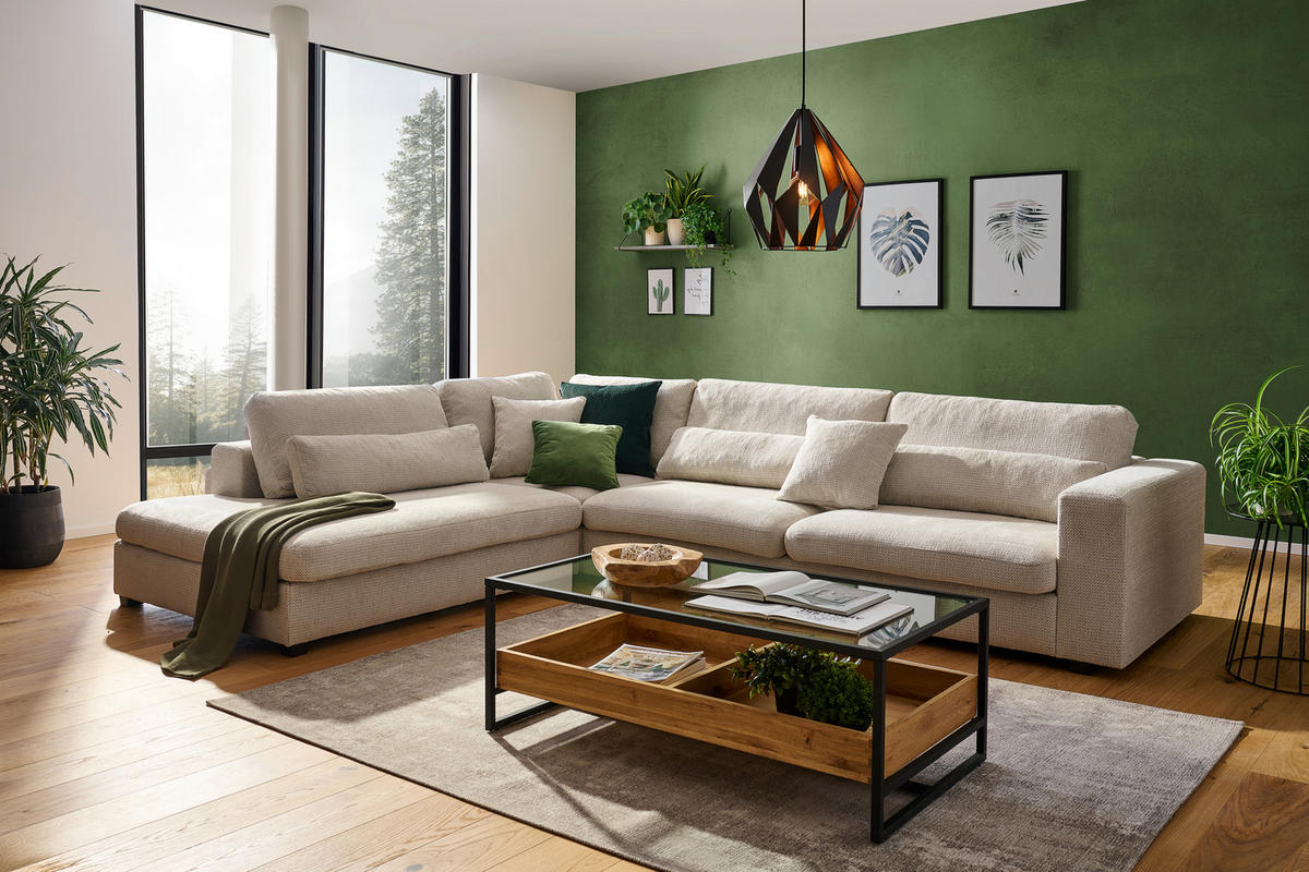ECKSOFA in Chenille Greige  - Greige/Schwarz, Konventionell, Kunststoff/Textil (250/314cm) - Carryhome