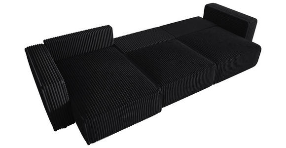 ECKSOFA Anthrazit Cord Zierkissen, Rückenkissen, Schlaffunktion, Rücken echt  - Anthrazit/Schwarz, MODERN, Kunststoff/Textil (350/168cm) - Xora
