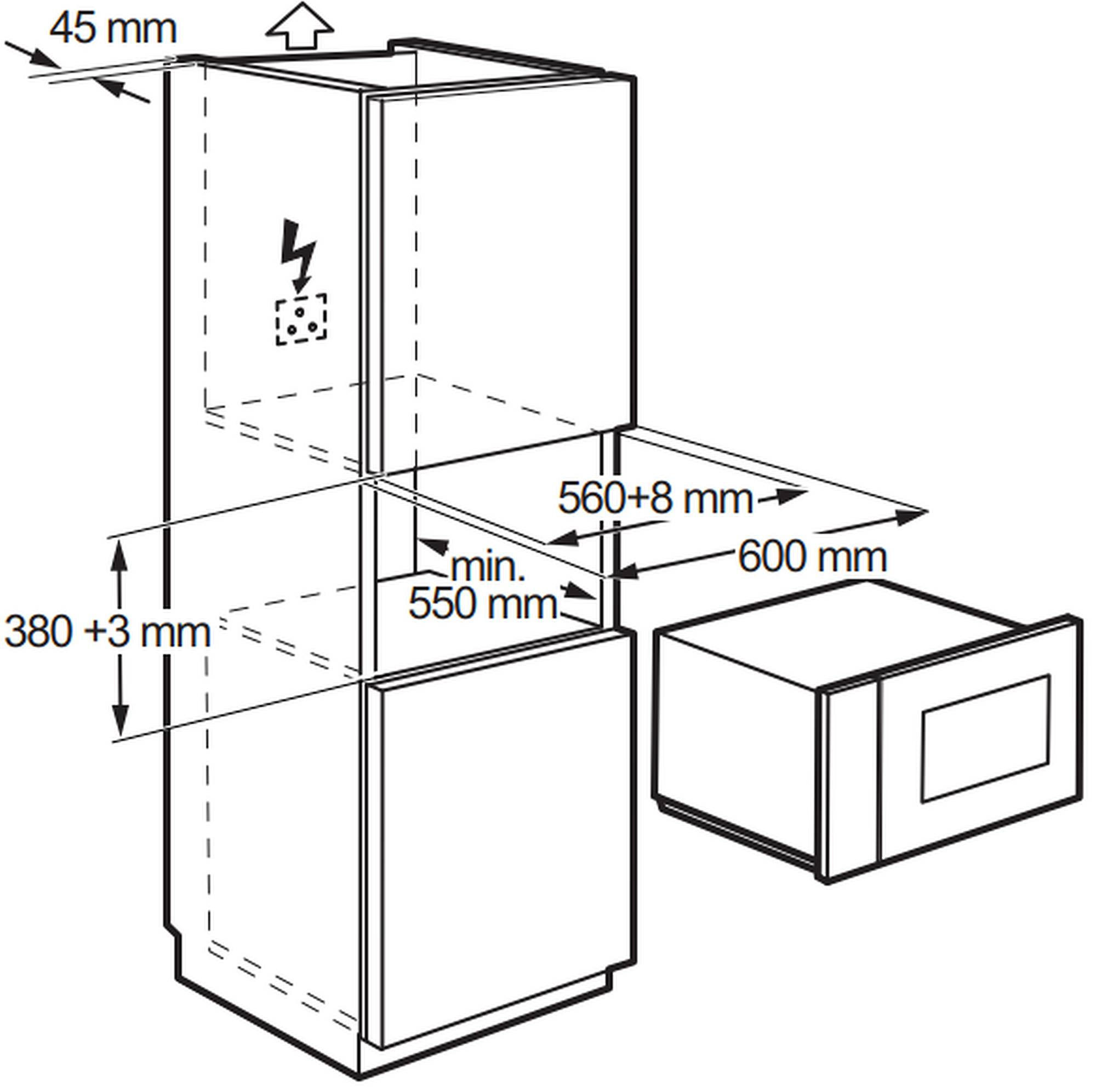 INBYGGD MIKROVÅGSUGN DKK57303BK  - svart, Basics (59,4/38,2/31,8cm) - AEG