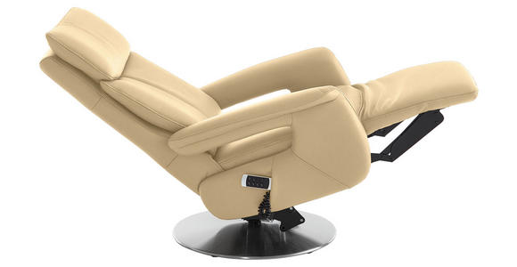 RELAXSESSEL in Leder Beige - Edelstahlfarben/Beige, Design, Leder/Metall (78/112/85cm) - Cantus