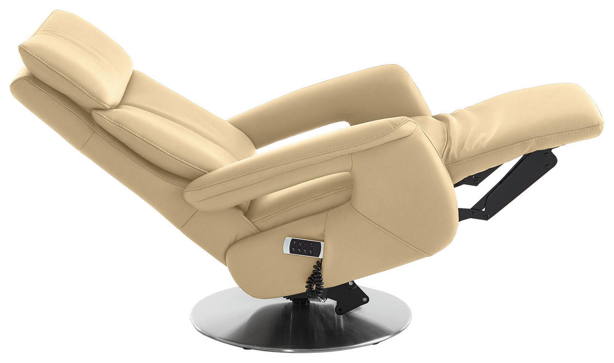 RELAXSESSEL in Leder Beige  - Edelstahlfarben/Beige, Design, Leder/Metall (78/112/85cm) - Cantus