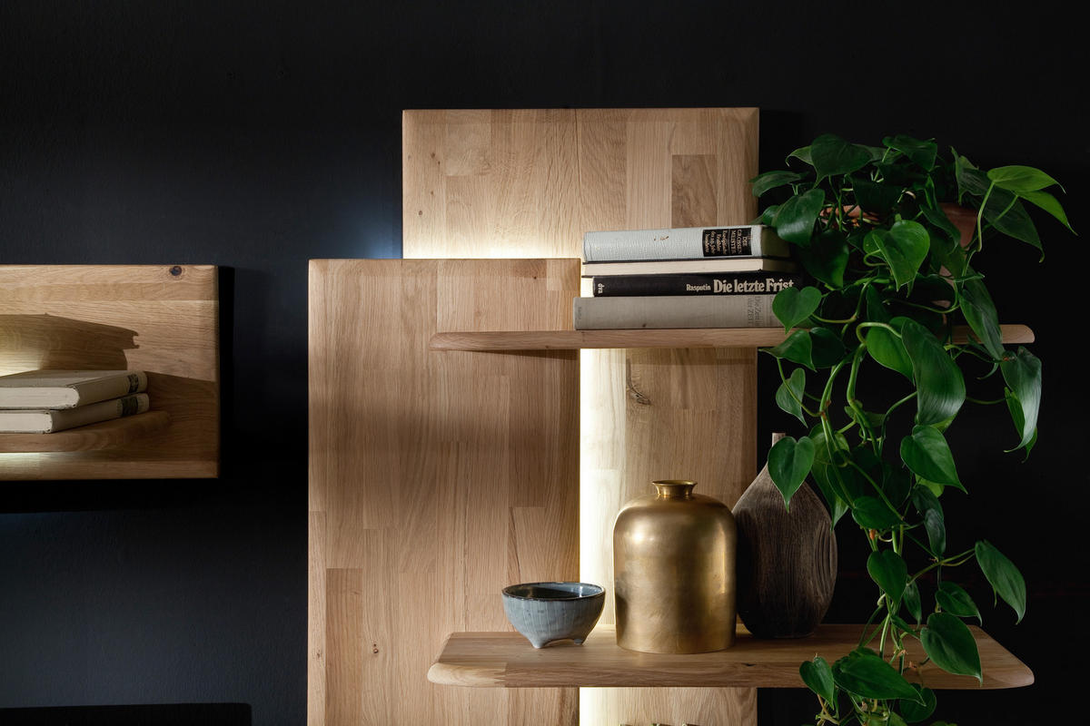 VÄGGHYLLA 75/117/25 cm  - ekfärgad, Design, trä (75/117/25cm) - Livetastic