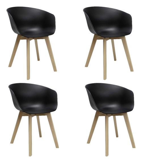 STUHL-SET 4 Stück  in  - Schwarz/Naturfarben, MODERN, Holz/Kunststoff (60/78,5/44cm) - MID.YOU