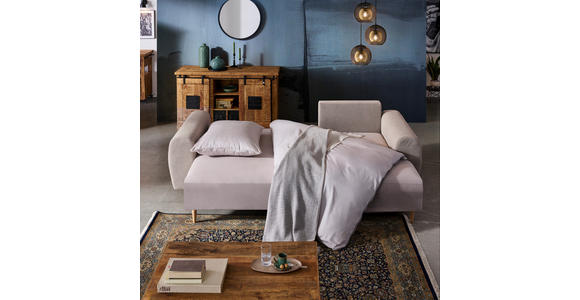 ECKSOFA in Webstoff Beige 250/145 cm - Beige/Naturfarben, KONVENTIONELL, Holz/Textil (250/145cm) - Carryhome