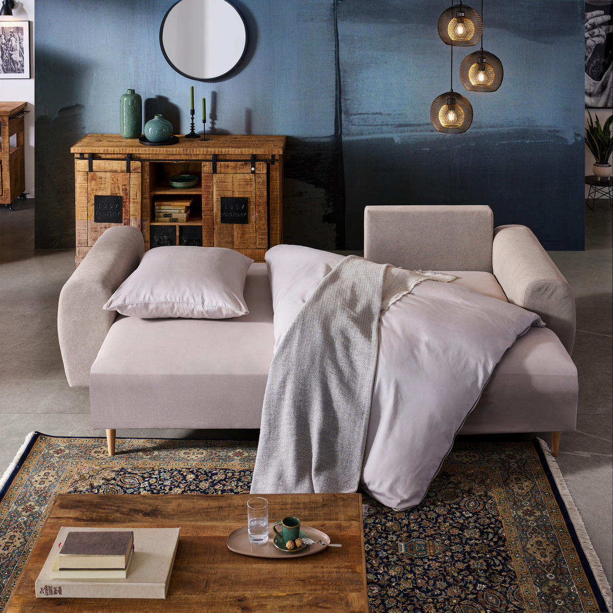 ECKSOFA in Webstoff Beige  - Beige/Naturfarben, Konventionell, Holz/Textil (250/145cm) - MID.YOU