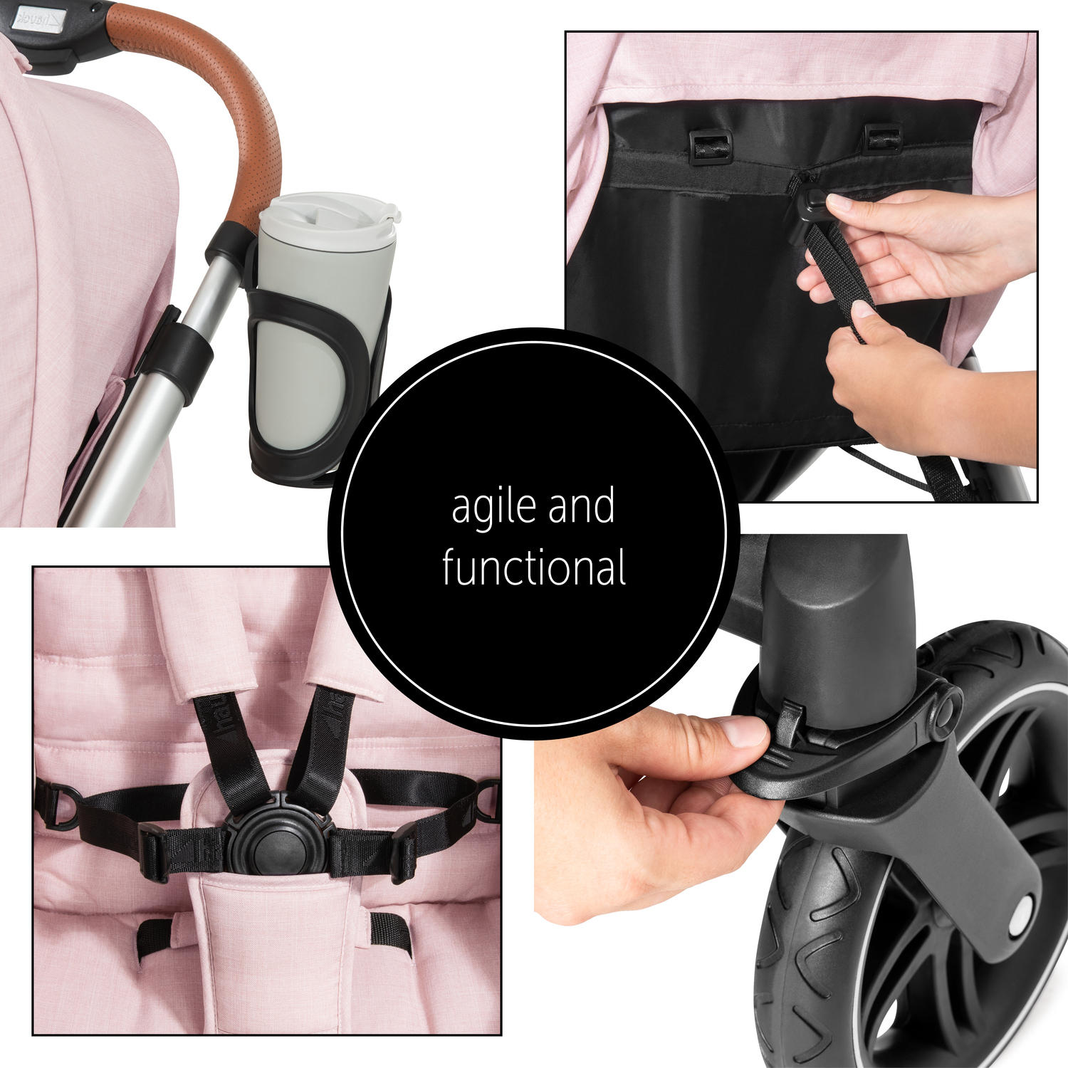 BUGGY  Uptown  Rosa  - Schwarz/Rosa, Basics, Textil/Metall (60/106/95cm) - Hauck