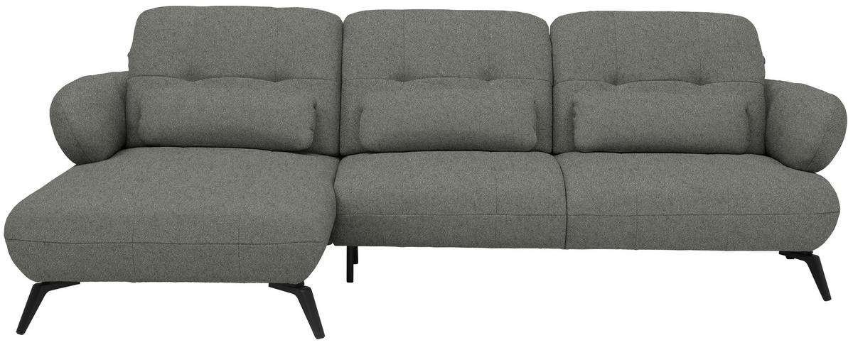ECKSOFA Chenille Grau  - Schwarz/Grau, Modern, Textil/Metall (180/282cm) - Novel