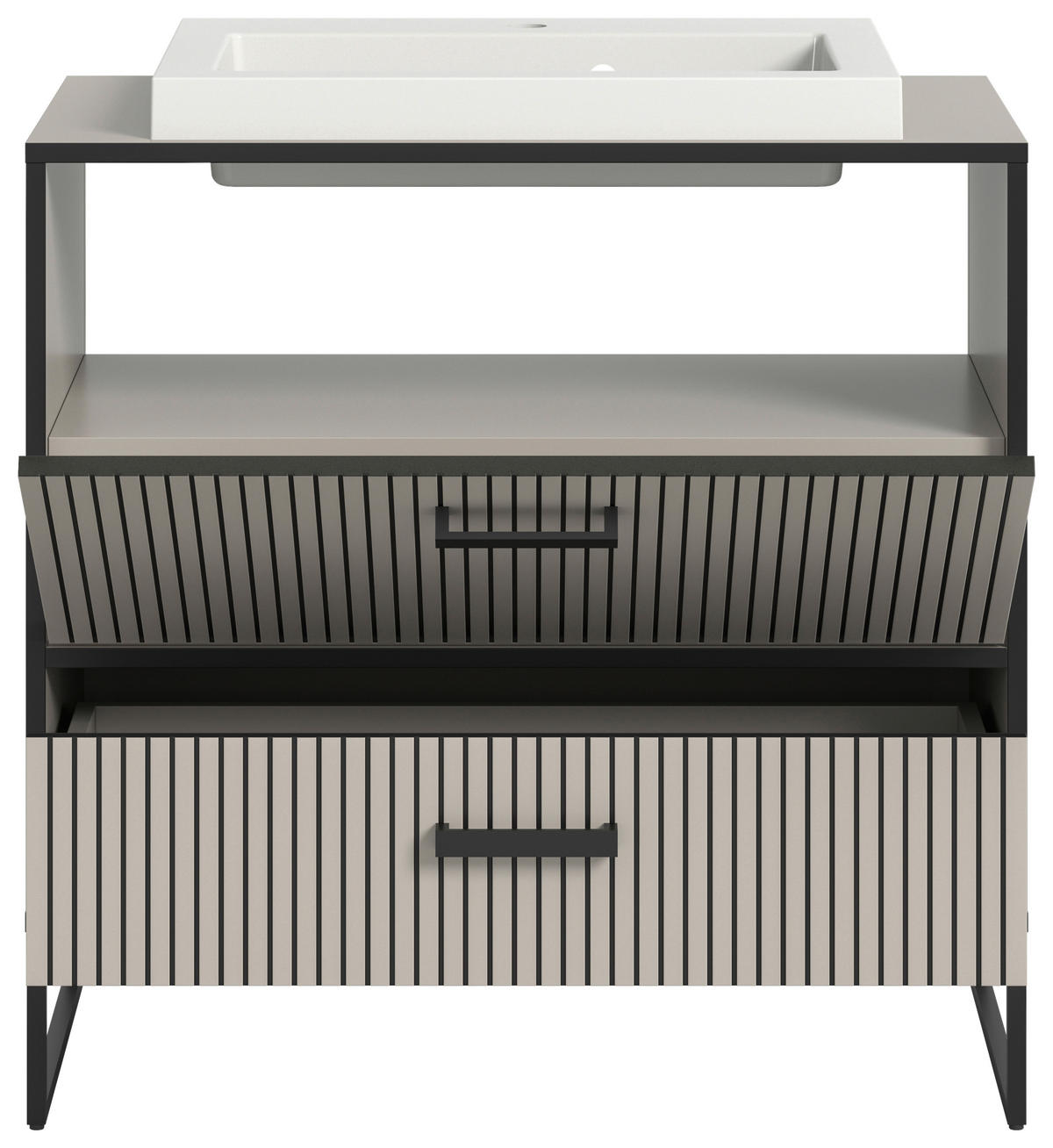 WASCHTISCHKOMBI  - Schwarz, MODERN, Holzwerkstoff/Metall (80/84/48cm) - MID.YOU