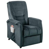 FERNSEHSESSEL in Velours Dunkelblau  - Schwarz/Braun, Design, Kunststoff/Textil (77/107/88cm) - Livetastic