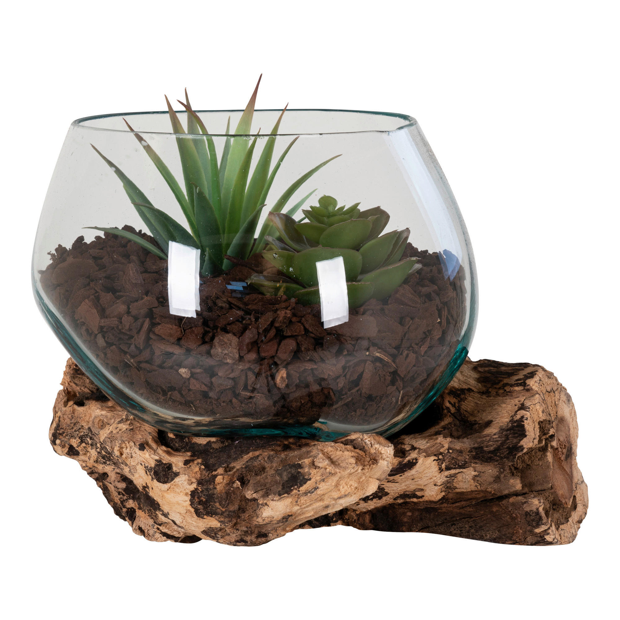 VAS  - teakfärg/transparent, Design, trä/glas (15/15/15cm)