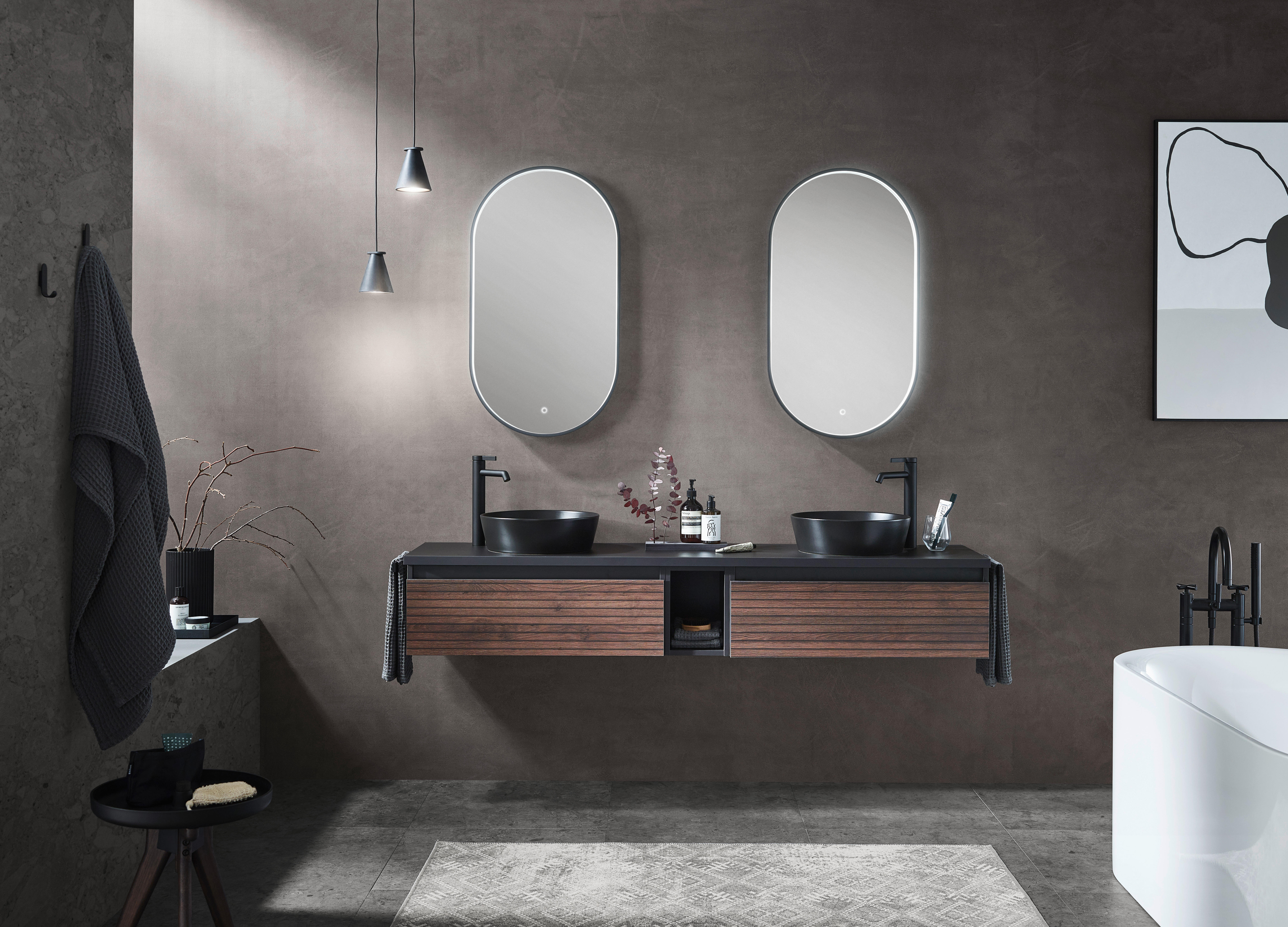 BADRUMSSPEGEL     - silver/svart, Design, metall/glas (50/90/5cm) - Novel