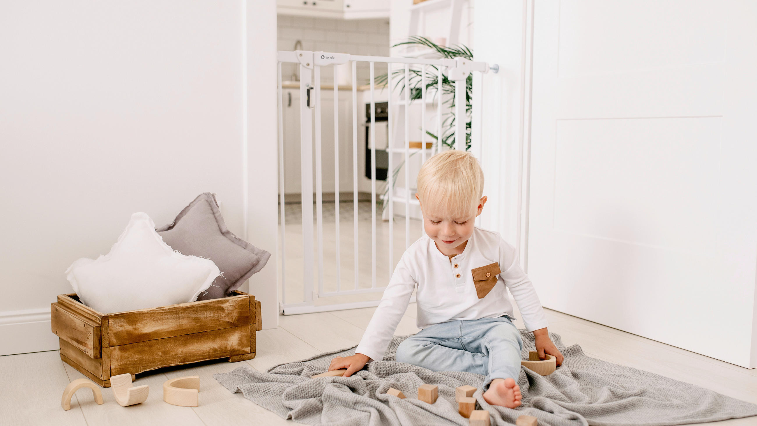 TÜRSCHUTZGITTER  - Grau, Basics, Kunststoff/Metall (77/3/75-105cm) - Lionelo