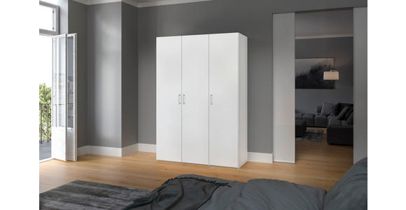 DREHTÜRENSCHRANK in Weiß - Chromfarben/Weiß, Design, Holzwerkstoff (152/215/59cm) - Carryhome