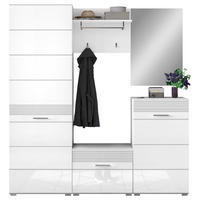 GARDEROBE 5-teilig  in 170/190/37 cm  - Weiß Hochglanz/Weiß, Design, Holzwerkstoff/Textil (170/190/37cm) - Carryhome