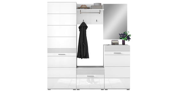 GARDEROBE 5-teilig  in 170/190/37 cm  - Weiß Hochglanz/Weiß, Design, Holzwerkstoff/Textil (170/190/37cm) - Carryhome