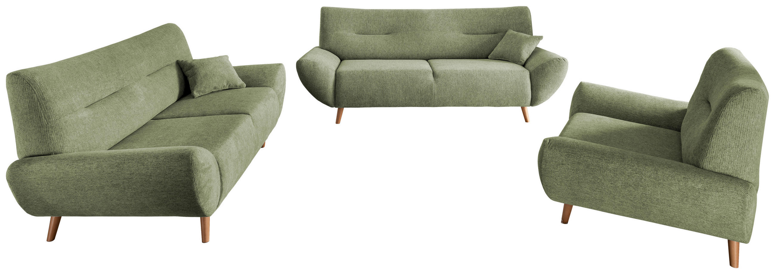 2-SITZER-SOFA in Chenille Grün  - Wildeiche/Grün, MODERN, Holz/Textil (173/81/90cm) - MID.YOU