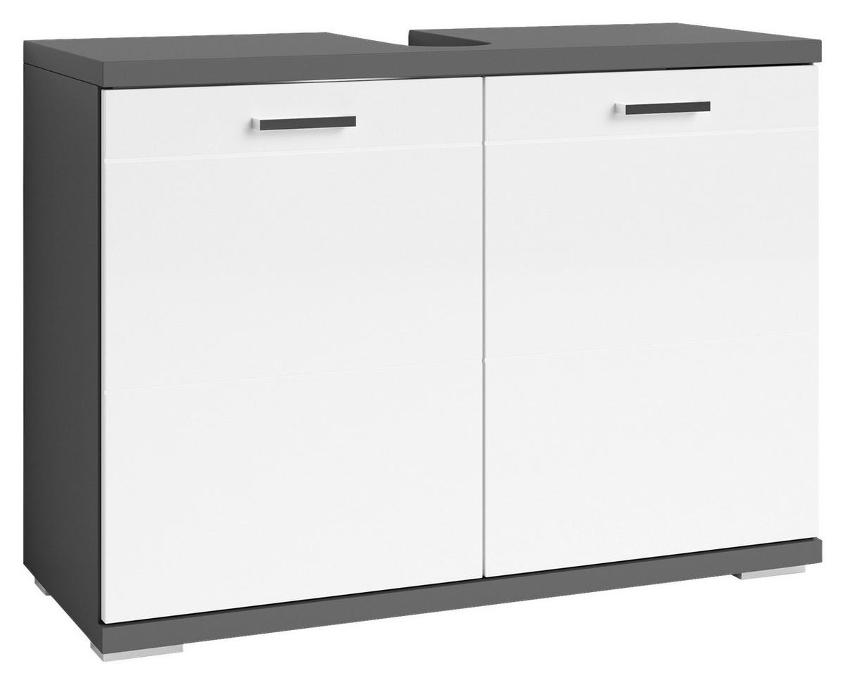 WASCHBECKENUNTERSCHRANK 80/59/31,5 cm  - Chromfarben/Weiß Hochglanz, MODERN, Holzwerkstoff/Metall (80/59/31,5cm) - MID.YOU