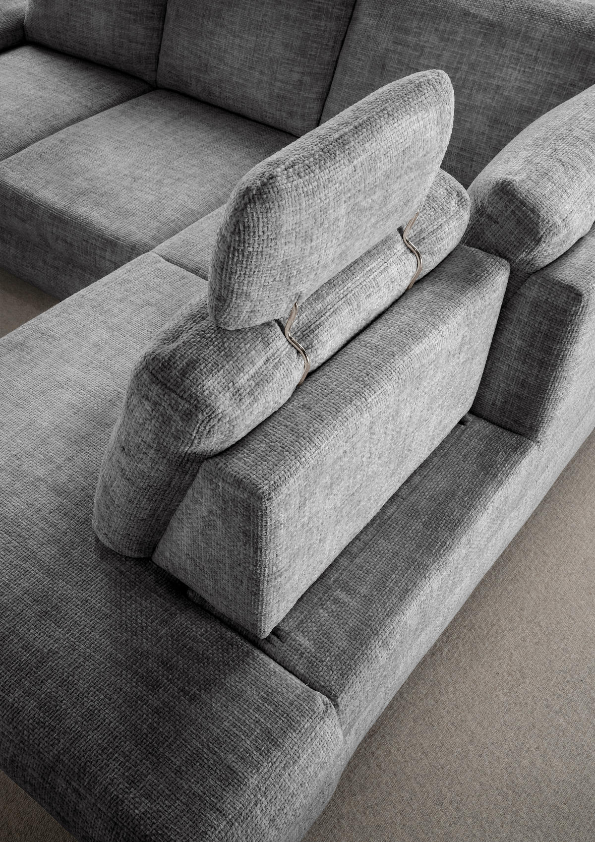 ECKSCHLAFSOFA in Struktur Silberfarben  - Wildeiche/Silberfarben, Modern, Holz/Textil (265/206cm) - Livetastic
