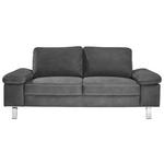 2-SITZER-SOFA  in Mikrofaser Anthrazit  - Chromfarben/Anthrazit, Design, Textil/Metall (194/86/97cm) - Hom`in