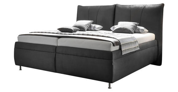 POLSTERBETT Matratze, gepolstertes Kopfteil, Lattenrost, Bettkasten Dunkelgrau 200/200 cm - Dunkelgrau/Silberfarben, KONVENTIONELL, Holz/Textil (200/200cm) - Dieter Knoll