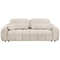 SCHLAFSOFA  mit Schlafen auf Sitzhöhe, Rücken echt, Armteil links, Armteil rechts Webstoff Beige  - Beige/Schwarz, Design, Kunststoff/Textil (256/76/112cm) - MID.YOU