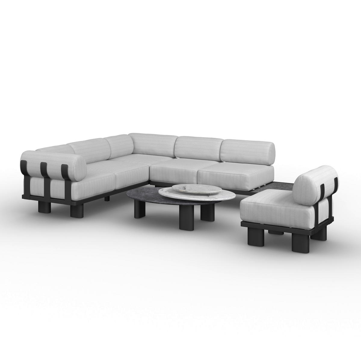 BAŠTENSKA GARNITURA 4 dela  - tamnosiva/siva, Moderno, metal/tekstil - Bessagi Garden