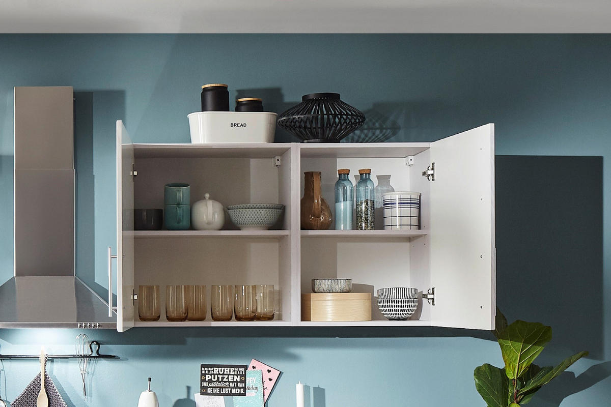 ECKKÜCHE 310/172 cm  in Weiß, Lärchefarben  - Wildeiche/Edelstahlfarben, Basics, Holzwerkstoff/Metall (310/172cm) - Respekta