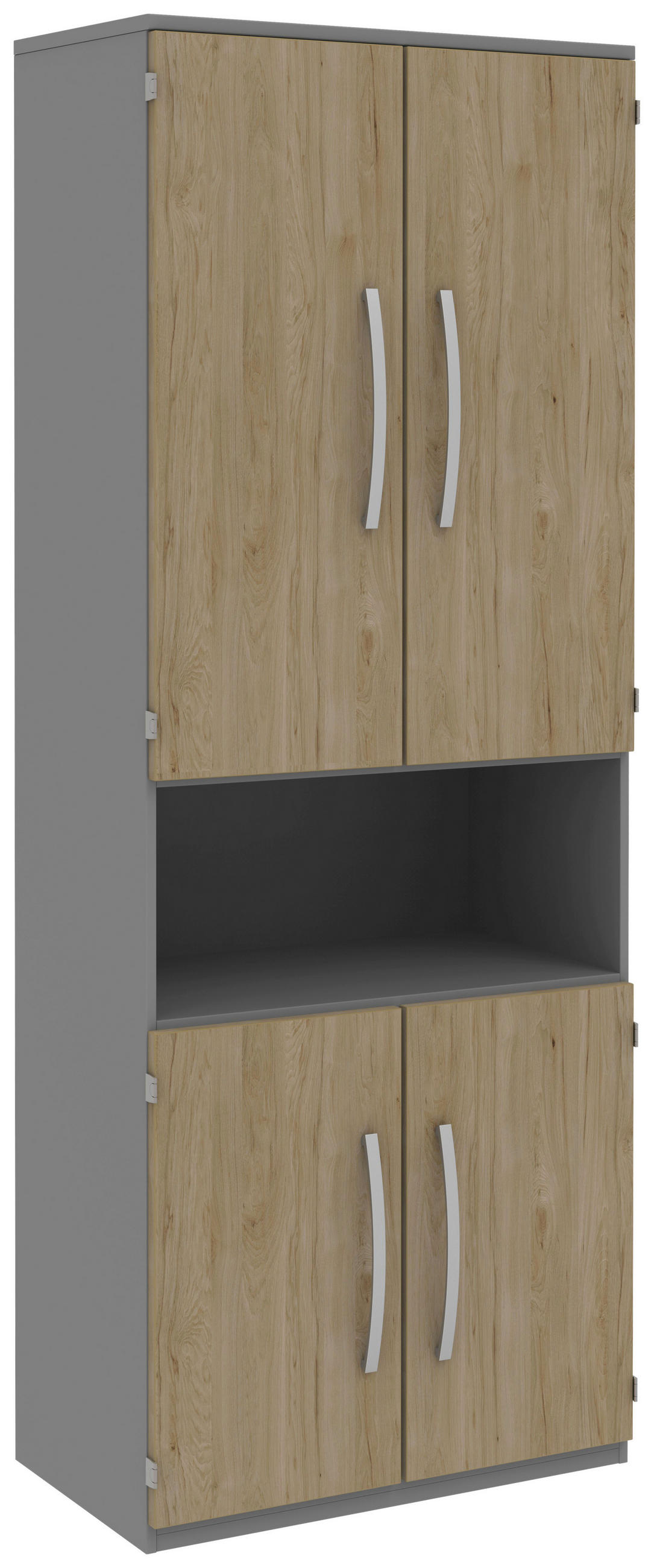 AKTENSCHRANK 80/217,4/43 cm  - Eichefarben/Grau, KONVENTIONELL, Holzwerkstoff (80/217,4/43cm) - Moderano