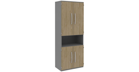 AKTENSCHRANK Grau, Eichefarben - Eichefarben/Grau, KONVENTIONELL, Holzwerkstoff (80/217,4/43cm) - Moderano