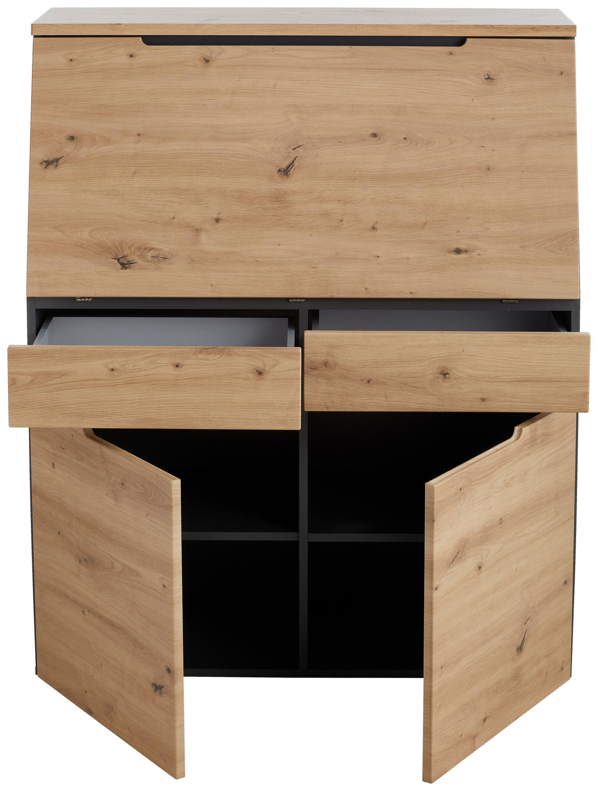 PISALNIK leseni material barve grafita, hrast artisan  - črna/barve grafita, Design, umetna masa/leseni material (100/124/41cm) - Voleo