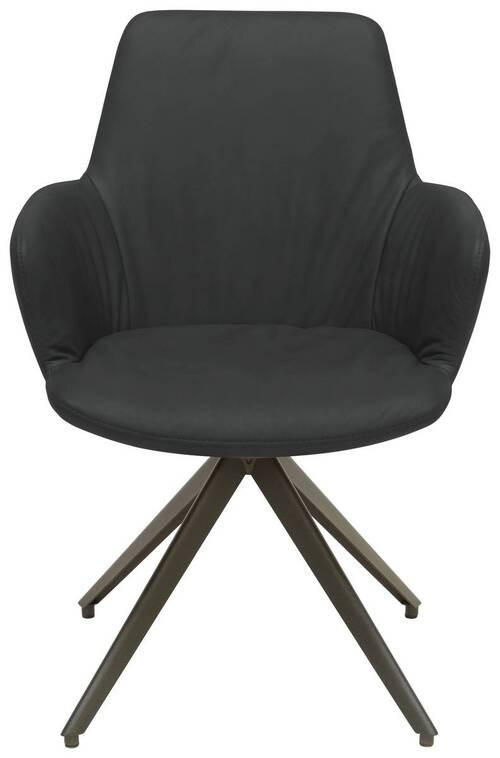 Thumbnail - Bert Plantagie Armlehnstuhl, Anthrazit, Schwarz, Metall, Leder, Echtleder, Semi-Anilinleder, A-Form, 60x87x62 cm, Ledera...