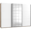 SCHWEBETÜRENSCHRANK 300/216/65 cm 3-türig Eichefarben, Weiß  - Chromfarben/Eichefarben, MODERN, Holzwerkstoff (300/216/65cm) - MID.YOU