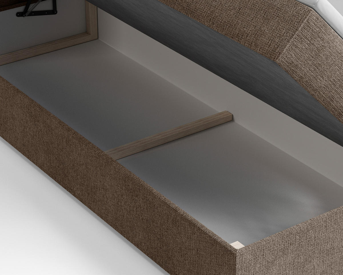 BOXBETT 160/200 cm,  in Braun, Bettkasten, Topper, H2 + H3 = mittel + fest  - Schwarz/Braun, MODERN, Holz/Kunststoff (160/200cm) - Livetastic