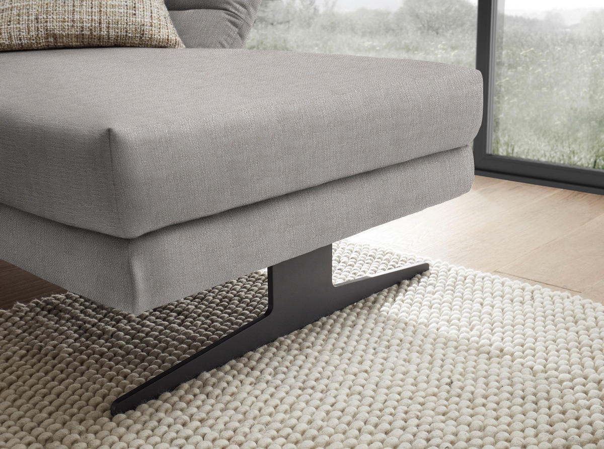 ECKSOFA in Flachgewebe Sandfarben  - Sandfarben/Schwarz, Design, Textil/Metall (279-327/176-217cm) - Dieter Knoll