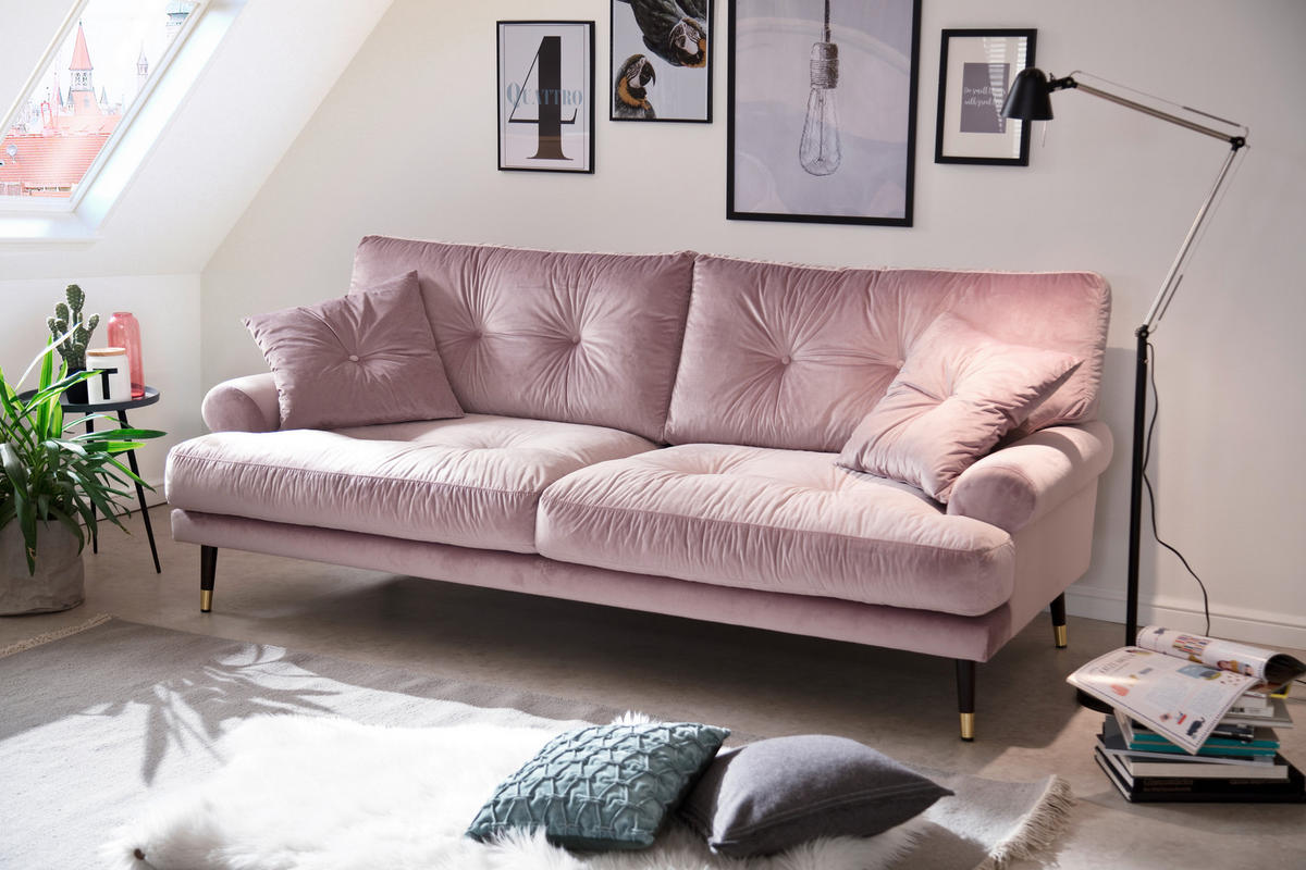 3-SITZER-SOFA TOKIO-3S SOFA in Samt Flieder  - Flieder, MODERN, Textil (220/89/100cm) - MID.YOU