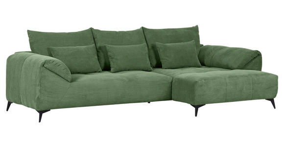 ECKSOFA in Cord Olivgrün  311/176 cm  - Schwarz/Olivgrün, KONVENTIONELL, Textil/Metall (311/176cm) - Carryhome