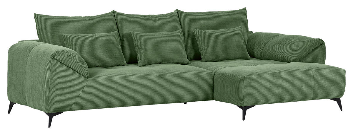 ECKSOFA in Cord Olivgrün  - Schwarz/Olivgrün, Konventionell, Textil/Metall (311/176cm) - Carryhome