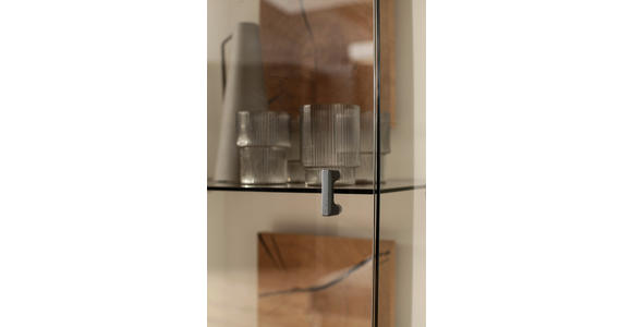 WOHNWAND in Weiß, Eiche Bianco 303/203/50 cm - Eiche Bianco/Anthrazit, Design, Glas/Holz (303/203/50cm) - Novel