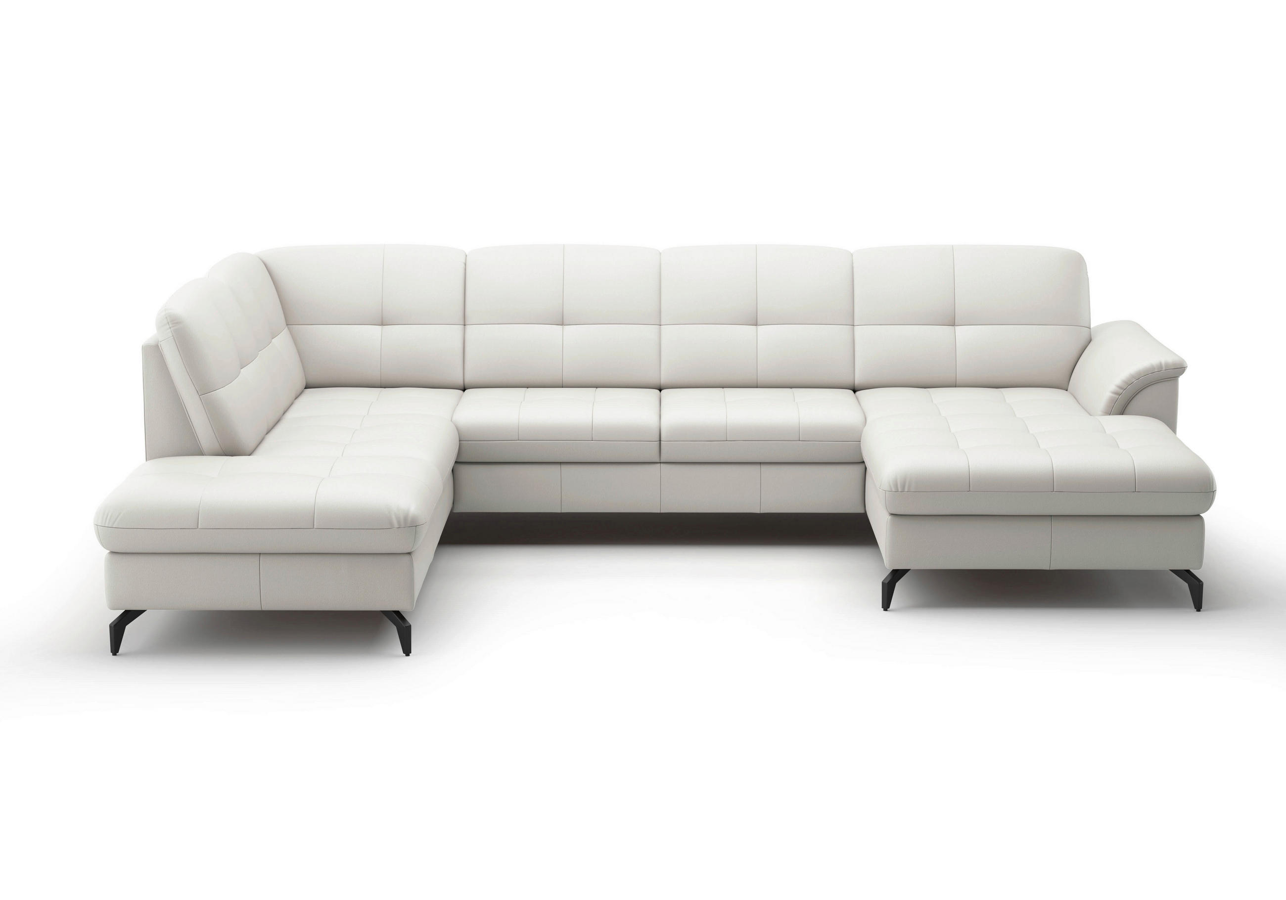 WOHNLANDSCHAFT in Vliesstoff Kombination Echtleder/Stoff Weiss  - Weiss/Schwarz, Modern, Leder/Textil (212/319/164cm) - Sit & More
