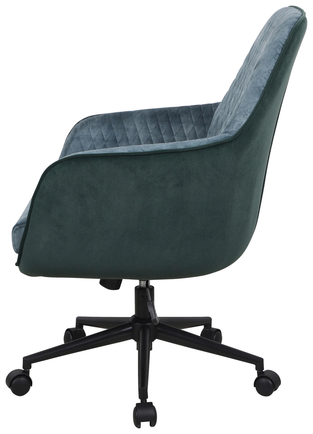 DREHSTUHL  in Samt Grün, Petrol  - Petrol/Schwarz, Design, Kunststoff/Textil (66/94-99/69cm) - Novel