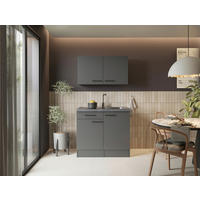 MINIKÜCHE 100 cm   in Grau  - Schwarz/Grau, Trend, Holzwerkstoff/Metall (100cm) - Respekta