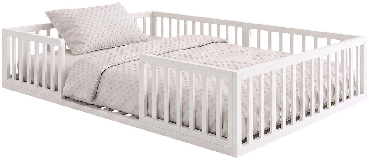 BODENBETT 120/200 cm  in Weiß  - Hellbraun/Kaschmir, Basics, Holzwerkstoff (120/200cm) - Roba