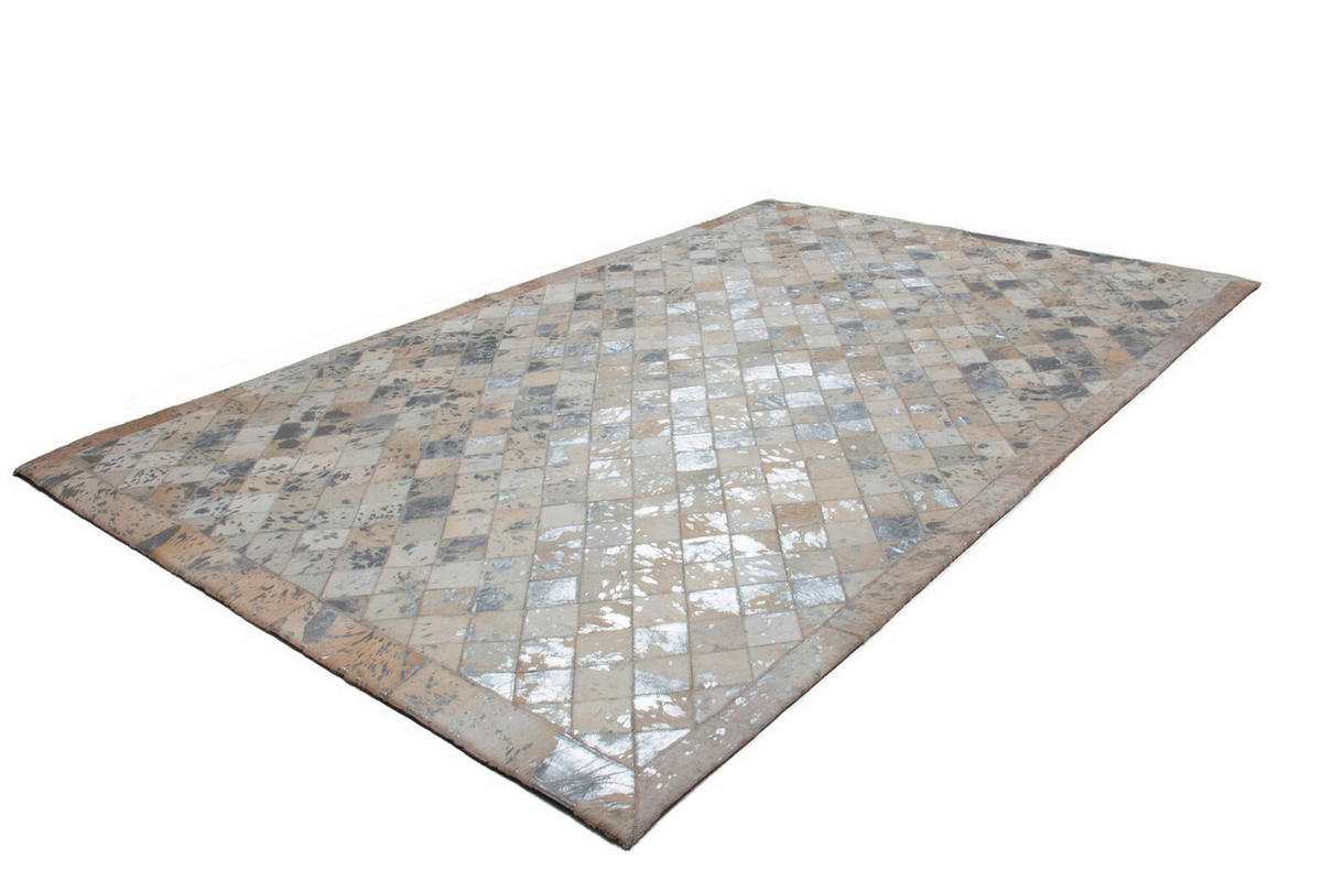FLACHWEBETEPPICH 160/230 cm Lavish 210 Grau / Silber Grau, Silberfarben  - Silberfarben/Grau, Basics, Leder/Textil (160/230cm) - Novel