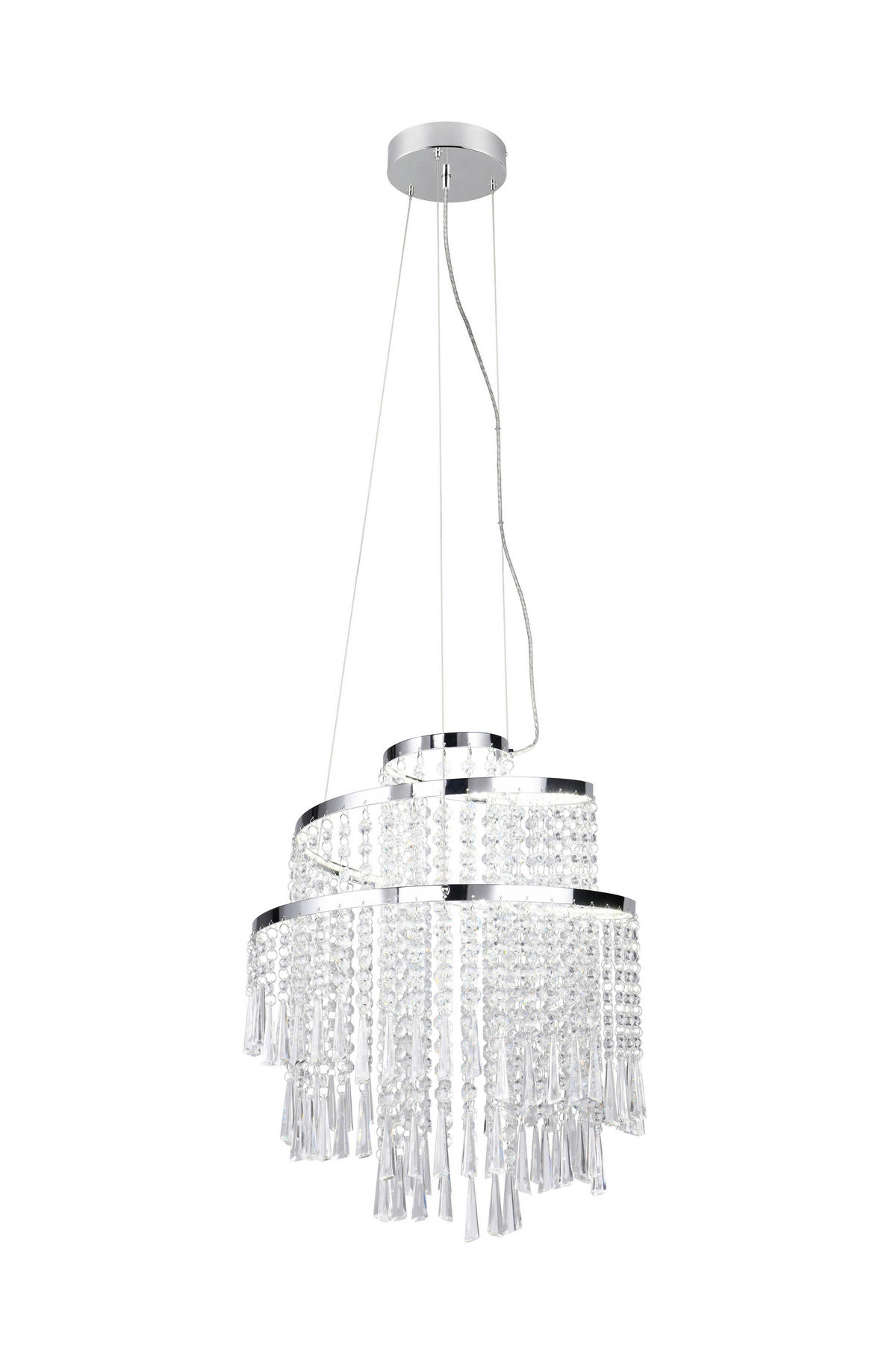 LED-HÄNGLAMPA 38/150 cm  - kromfärg/transparent, Klassisk, metall/plast (38/150cm)
